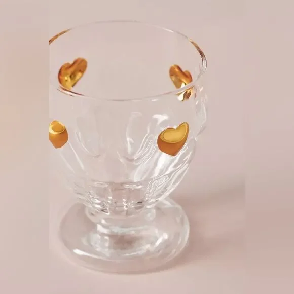 ❤️ Anthro Set of Clear Glass Goblets with Gold Accents | NIB - Picture 7 of 7